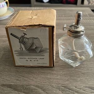 Vintage Small Alcohol Octagon Glass Clear Lamp Burner Dixon Japan